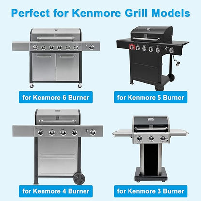 LS'BABQ Grill Replacement Parts for Kenmore 6 Burner 146.23681310 146.47223610 146.23766310, Porcelain Steel Heat Plate Shield, Burner Tube Repair Kit for Kenmore