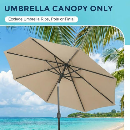 COWVIE Umbrella Canopy Replacement for 8 Ribs Patio Umbrella, Outdoor Table Parasol Replacement for Yard, Canopy Only