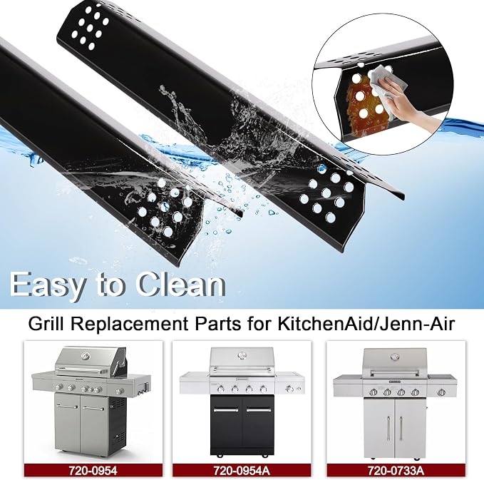 Hiorucet Grill Parts for Kitchen Aid 720-0954 720-0954L 720-0954A 720-0733 720-0733A 730-0733 730-0733A 740-0780 750-0780 740-0781, Heat Plates Grill Burners Igniters for Kitchen Aid 4 Burner Grill