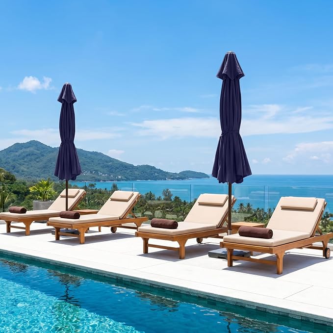 ABCCANOPY 10ft Scalloped Patio Umbrella, Outdoor Table Umbrella with Tilt and Crank, Fiberglass Ribs Deck Umbrella for Patio, Pool, Garden, Picnic (Tibetan Blue)