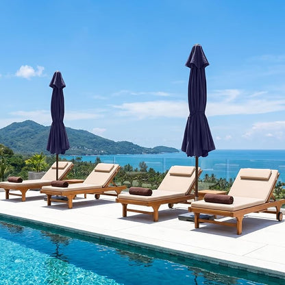 ABCCANOPY 10ft Scalloped Patio Umbrella, Outdoor Table Umbrella with Tilt and Crank, Fiberglass Ribs Deck Umbrella for Patio, Pool, Garden, Picnic (Tibetan Blue)