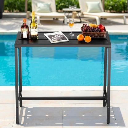 VEVOR Outdoor Bar Table, 39.4 x 15 in Patio Bar Table, Waterproof Top & Sturdy Metal Frame, Rectangle Counter Height Dining Tables, Outdoor Furniture for Balcony, Yard, Hot Tub, Poolside, Indoor | Waterproof Top, Sturdy Metal Frame, Counter Height Dini...