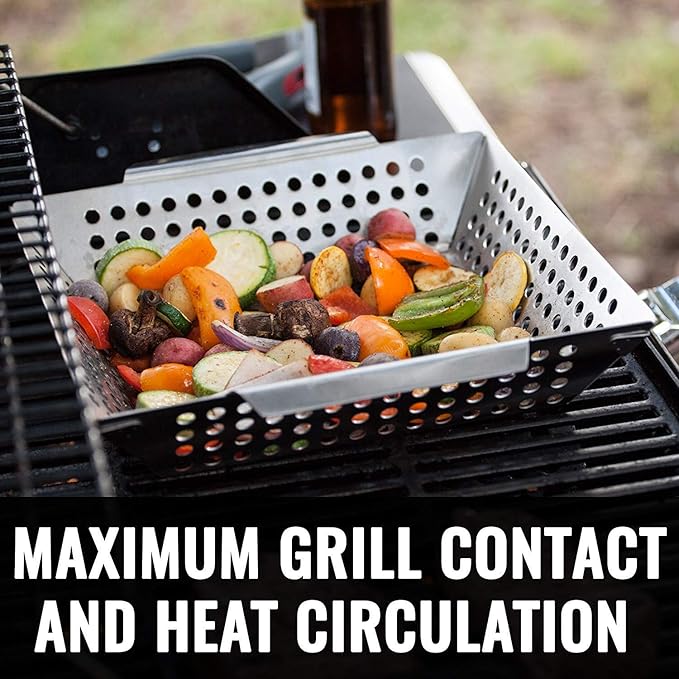 Grillaholics Non Stick Grill Mat (Set of 2) Vegetable Grilling Basket Bundle