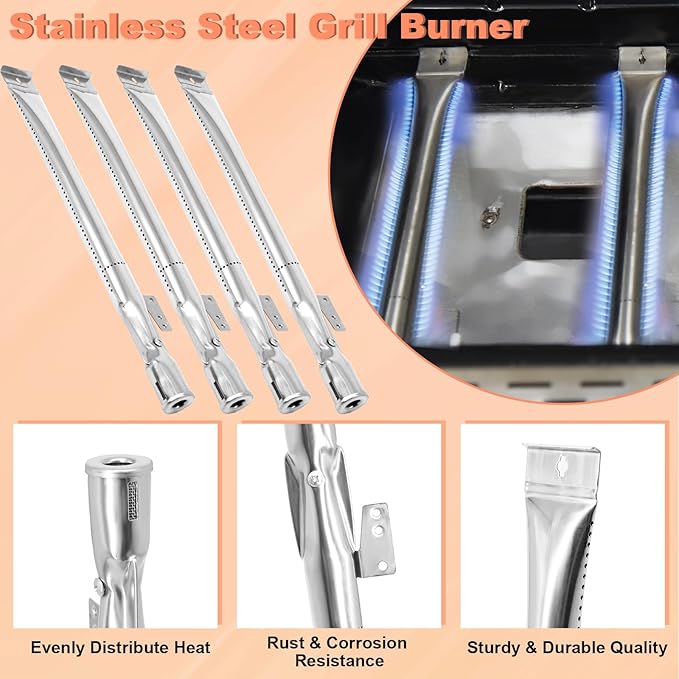 Grill Replacement Parts for Nexgrill 720-0830H 720-0888 720-0888N 720-0783E 720-0864M Porcelain Steel Heat Shield Plate, Grill Burner Igniter Kit for Home Depot Nexgrill 4 Burner Replace
