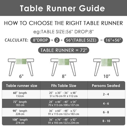 Emvency Farmhouse Table Runner, Vintage Green and Grey Abstract Art Painting for Kitchen Coffee Table Family Dinners Holiday Parties Wedding Events Decor(13x72 inch)