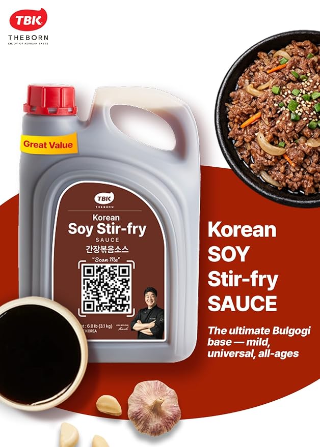 TBK THEBORN K-Teriyaki, Korean Soy Stir-Fry Sauce, Soy Garlic Flavor 3.1kg | Sweet and savory soy garlic cooking sauce for stir-frying beef, chicken, pork, noodles and vegetables