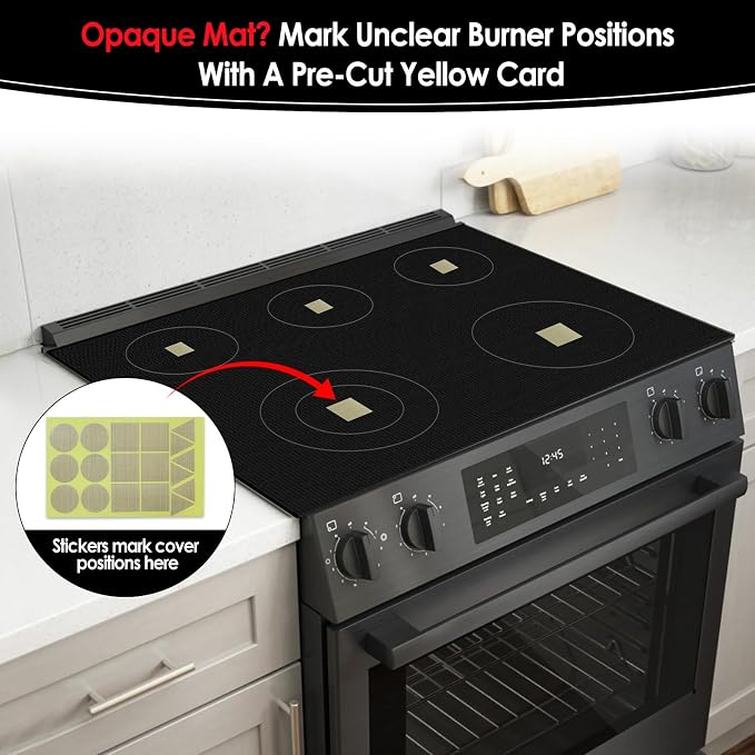 Large Translucent Induction Cooktop Protector Mat 21.2"x35.4", Silicone Fiberglass Magnetic Stove Scratch Protector, Non-Slip Pads Prevents Pot Sliding & Scratches for Safe Cooking