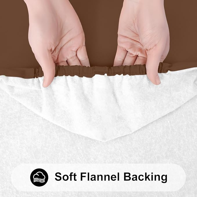 Smiry Rectangle Tablecloth, Elastic Fitted Flannel Backed Vinyl Tablecloths for 8ft Folding Tables, Waterproof Wipeable Table Covers for Indoor, Outdoor, Picnic and Camping (Tan, 30"x96")