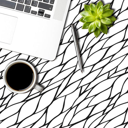 Black and White Geometric Fabric Waterproof Tablecloth 60x120 Inch Abstract Irregular Stripes Tablecloths Dining Table Cloth Buffet Parties Patio and Camping Chic Decoration for Home Kitchen