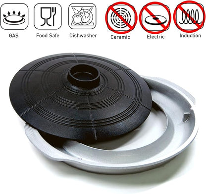 COOKKING - Korean Traditional BBQ Grill Pan, Cauldron Lid Shape - Stovetop Nonstick Indoor/Outdoor Smokeless BBQ Cast Aluminum Grill Pan, Made in Korea