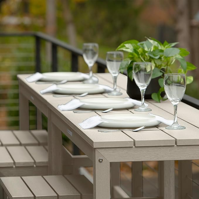 highwood Monroe 6-Piece Counter Height Modern Balcony Set, 2 Tables and 4 Stools, Whitewash