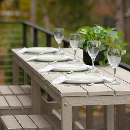 highwood Monroe 6-Piece Counter Height Modern Balcony Set, 2 Tables and 4 Stools, Whitewash