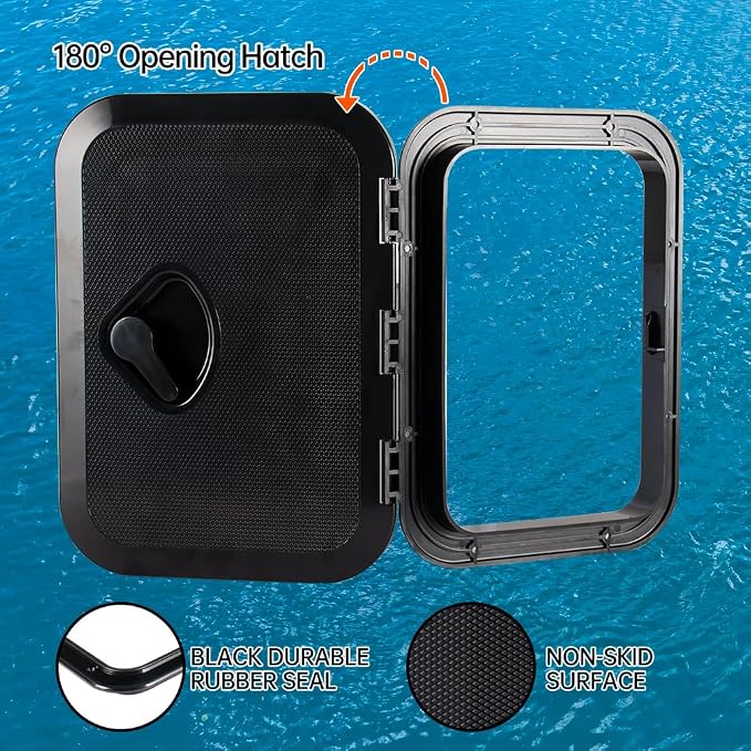 Marine Deck Access Hatch 10.63"×14.76" White/Black Rectangle Boat Hatch & Lid,Boat Deck Hatch Lids