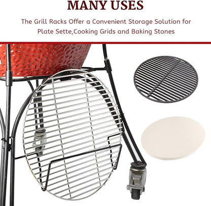 Grate Rack for Kamado Grill Classic Grills Powder Coated Steel Perfect Accessory to Store Grill Grate or Plate Setter/Store Grate Rack While Lighting Grill (Large)
