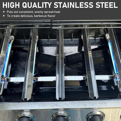 Uniflasy 463365021 Grill Grates Heat Plates Kit for Char-Broil Performance | Fits 463365522, 463352521, 463350521, 463350722 4-burner grills; 3 cast iron grates and 4 stainless heat plates