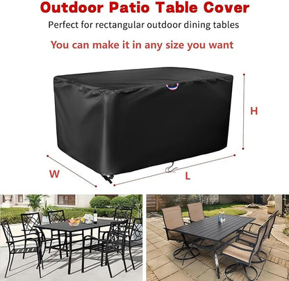 Patio Table Cover, Waterproof Table Cover for Outdoor Furniture, Heavy Duty Protective Covers Fit Square, Rectangle & Round Tabletop - Customizable Size