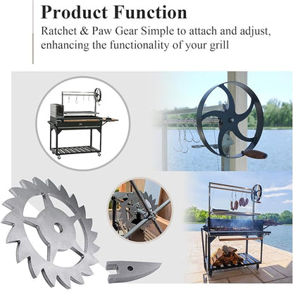 Ratchet & Paw Gear Fit for Santa Maria Grill, Suitable for Any 1/2" Round bar or Square tubing for The Handle Assembly, and LavaLock Spring Handles, 1 Pcs