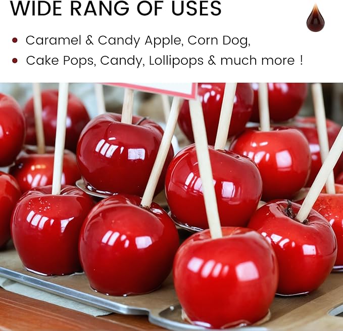 HANSGO 100PCS Candy Apple Sticks, 6 mm 5.25 inch Bamboo Skewers for Caramel Apple Cotton Candy Sticks Lollipop BBQ Corn Dog, Fall Harvest Festivals Party Favor