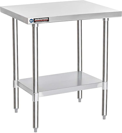 DuraSteel 30x24 Small Stainless Kitchen Island - NSF Outdoor Grill Work Station with Under Shelf - Metal Microwave Stand - For Laundry Room, Kitchen, Garage, Restaurant
