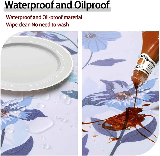opstellen Round Tablecloth Waterproof Fitted Cute Table Cloth Summer Fall Outdoor Circle Cover for 45-54" Tables Dining Kitchen Apartment Set Long Trips Car Travel Essentials Kids Party Decor Gifts