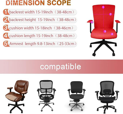 Tallew 4 Pcs Office Chair Covers Stretchable Armrest Seat,XL,Red | Universal Fit Office Desk Chairs, Protective Seat Backrest Slipcovers, Stretchable Prevent Wear, Easy Install for Rotating