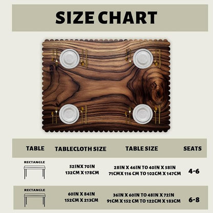 Wood Grain Decorative Rectangle Table Cloth Brown Vintage Walnut Wood Grain Rustic Rectangle Polyester Table Cloths Kitchen Table Cover for Dining BBQ Picnic Coffee Table 52" x 70" 4-6 Seats