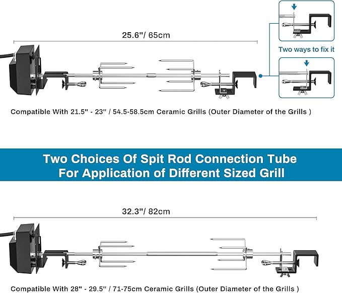 Skyflame Stainless Steel Rotisserie Kit with Heavy Duty Rotisery Motor and Stainless Steel Vertical BBQ Chicken Roaster Rack