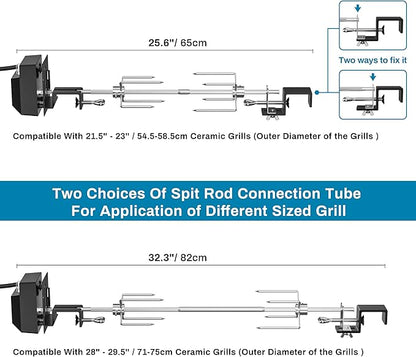 Skyflame Stainless Steel Rotisserie Kit with Heavy Duty Rotisery Motor and Stainless Steel Vertical BBQ Chicken Roaster Rack