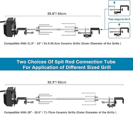 Skyflame Stainless Steel Rotisserie Kit with Heavy Duty Rotisery Motor and Stainless Steel Vertical BBQ Chicken Roaster Rack