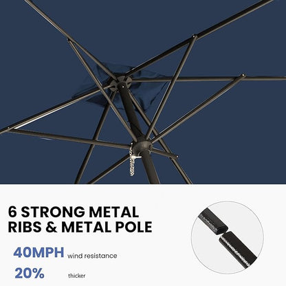 6.5x10FT Rectangular Patio Umbrella with Push Button Tilt & Crank Lift for Garden,UV Protection Outdoor Umbrella for Deck,Pool and Yard,Navy