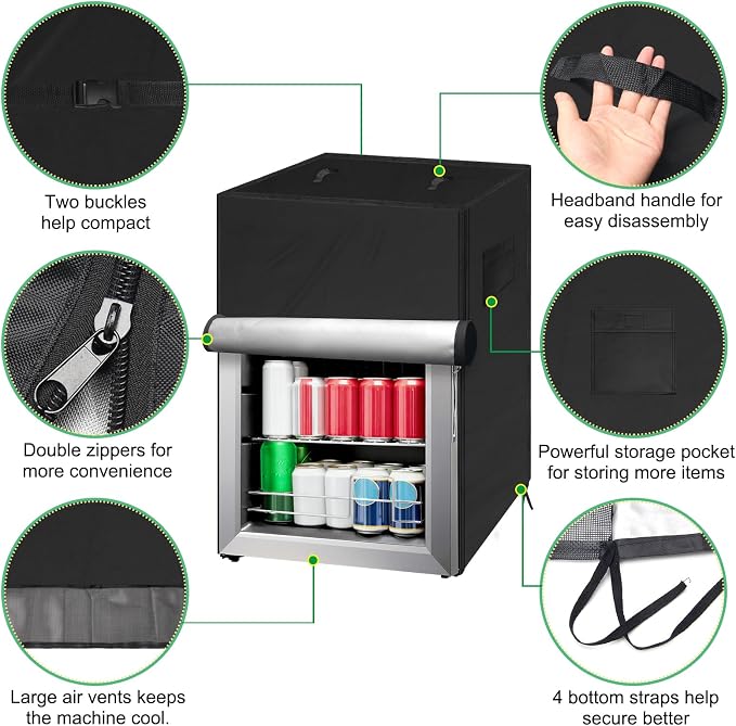Outdoor Refrigerator Cover Dustproof Freezer for Protecting Upright Freezers/Beverage Refrigerator Compact 3.0 Cubic Foot Freezer Covers Outdoor (Black, 22" x 23" x 34")