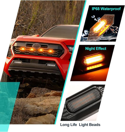 Amber Grille Lights + No-Drill Mud Flaps Combo for Toyota Tacoma 2024-2025 TRD Off-Road