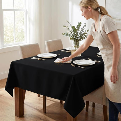 Fitable 6 Pack Black Tablecloths for Rectangle Tables, 70 x 120 Inch | Wrinkle & Stain Resistant, Washable Polyester Fabric Cloth Cover, For Wedding Party Banquet Formal Events Halloween