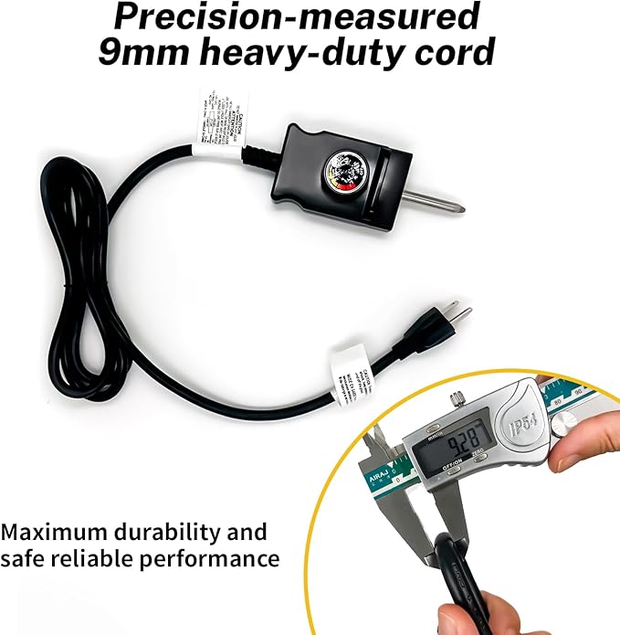 Adjustable Thermostat Controller Probe Cord Fit for Masterbuilt Electric Smoker Replacement Parts, 1.55 Inch Spacing Analog Plug for MB20070210 MB25075517, Compatible with Skillet and Griddle