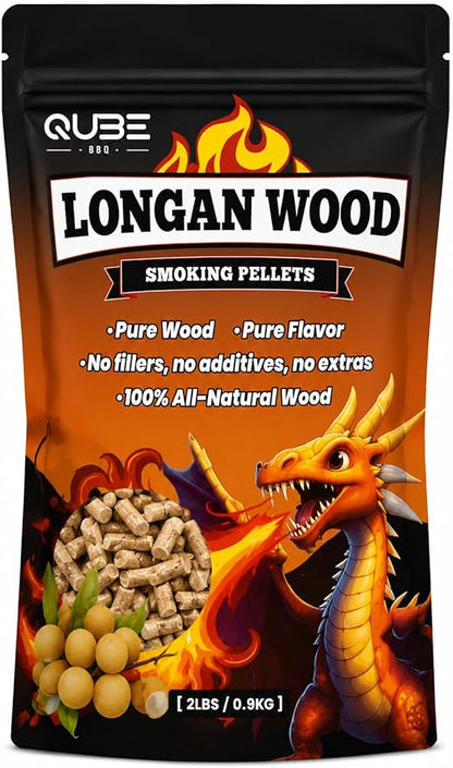 Taiwanese Longan Wood Smoking Pellets | Rare Fruitwood Flavor Enhancer | Use Less for Amazing Smoke | 100% Natural Hardwood for All Grills & Smokers | 2 lb Bag