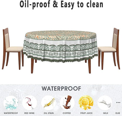 Elegant Flower Round Table Cloth Perfect for Spring Home Decor Orange Green Paisley Boho Circle Table Cover for Farmhouse Decors Seasonal Tablecloths for Party Picnic Dinner Decor 60x60 Inch
