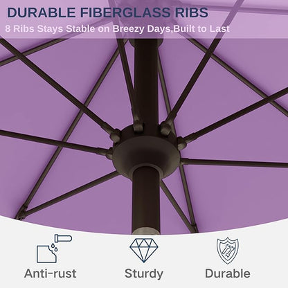 9ft Patio Umbrella with Push Button Tilt and Crank,Outdoor Market Table Umbrella UV Protection 8 Sturdy Ribs for Backyard,Garden,Pool,Deck(Taro Purple)