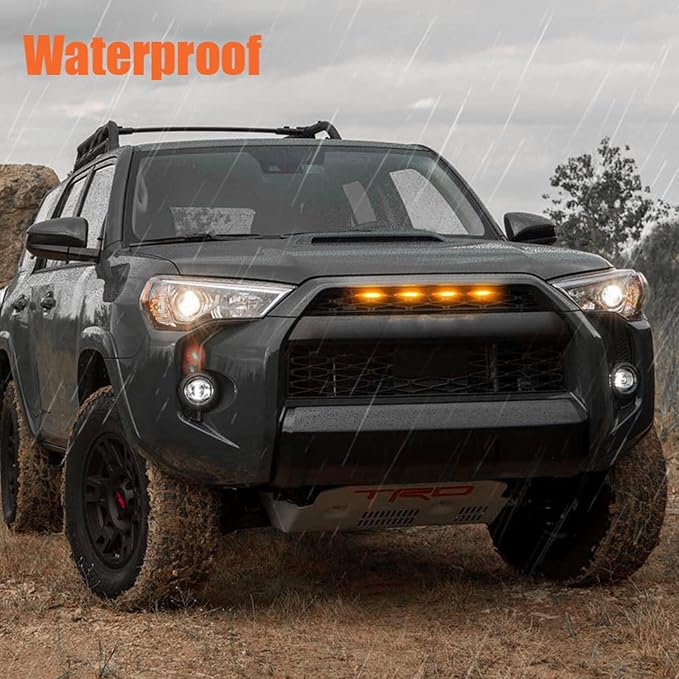 LED Grill Lights for 2014-2019 Toyota 4Runner TRD Pro Grille, Including SR5, TRD Off-Road, Limited, TRO Pro Models Raptor Style LED Light (Amber Light with Amber housing)
