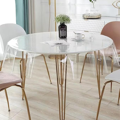 Kesfey 60 inch Round Clear Plastic Table Cloth Protector 100% Waterproof Table Cover Vinyl PVC Oilproof Stain Resistant Tablecloths Wipe Transparent Tablecover for Dining Tables Kitchen Daily Party