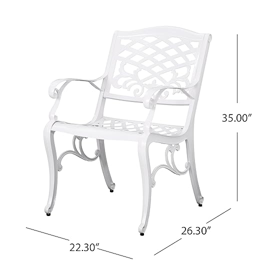 Christopher Knight Home Brody Outdoor White Cast Aluminum Arm Chair (Set of 2)