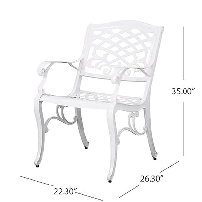 Christopher Knight Home Brody Outdoor White Cast Aluminum Arm Chair (Set of 2)