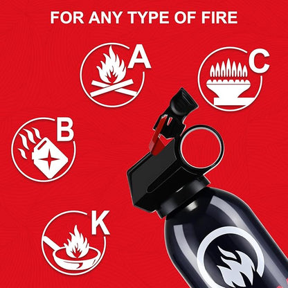 4 Pack Dry Chemical Fire Extinguisher with Mounting Bracket- Portable ABC Fire Extinguisher for Home and Vehicle, Grease & Electrical Fire Extinguisher for Kitchen, Car, Office, Easy to Use