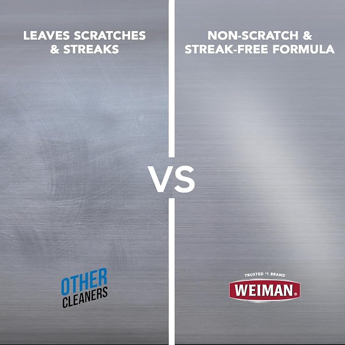 Weiman Stainless Steel Cleaner & Polish, 12 Pack, Anti Fingerprint Spray, Water Spots & Grease, No Streaks or Residue, Safe for Metal Polish, Chrome, Appliances, Fridge, Sinks & Grills