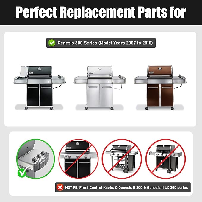 Uniflasy 67722 7540 Grill Parts for Weber Genesis 300 (2007-2010) Side Control Burner Tubes 24.5" Flavorizer Bars Fits E310 E320 E330 S310 S320 Side-Control Gas Grills, Replace 7539 67820