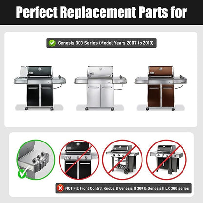 Uniflasy 304 Stainless Steel Burner Tubes Replacement for Weber Genesis 300 Series (2007-2010), Fits E-310 E-320 EP-310 EP-320 S-310 S-320 Gas Grills with Side Control, Replace 67722 67820