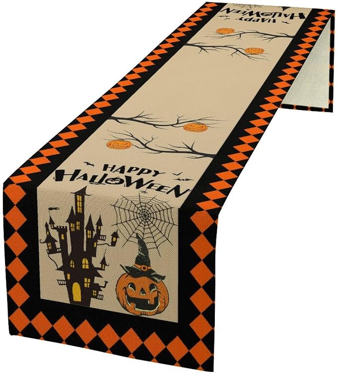 Pumpkin Table Runner Halloween Table Runners Halloween Table Decorations Indoor Pumpkin Party Decor 13x70