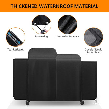 Grill Cover for Pit Boss Charleston 1020 Pellet Grill Gas Griddle Combo Series,All-Weather Outdoor Heavy Duty 600D Waterproof Pitboss Smoker Cover for PB1020NX Pellet Grill,Black