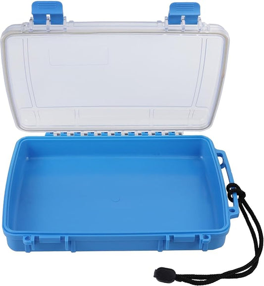 Waterproof Dry Box Floating Watertight Storage Box for Kayak & Boat | Waterproof Drybox Container, with Rubber Gasket & Transparent Lid & Rope for Water Sports, 9.4" L x 6.5" W x 2" H