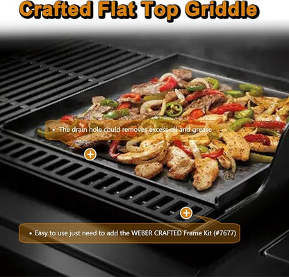 7672 Crafted Griddle Grill Replacement Parts for Weber Genesis Crafted Flat Top Griddle 2022+ EX-325S E-325S SX-325S Genesis II 300 400 Spirit 200 300 Series Smokefire EX4 EX6 Cast Iron Grill Plate