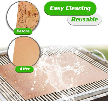 Copper Grill Mats for Gas Grill, Set of 7, 15.75 x 13 Inch | Non-Stick Copper Sheets for Outdoor Grill Cooking and Grilling